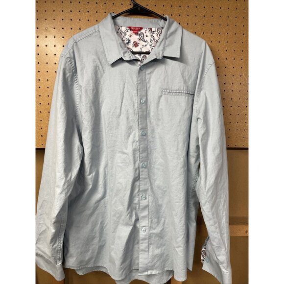 Guess Men's Pastel Blue Long Sleeve Button Down Shirt XXL - Picture 1 of 4